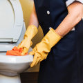 What do professionals use to clean bathrooms?